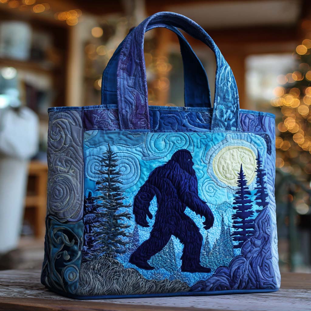 Wilderness Bigfoot Watch Quilted Tote Bag The Best Tote Gifts For Sasquatch Lovers