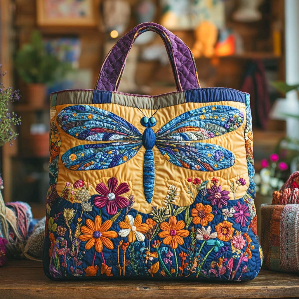 Wildflower Horizon Quilted Tote Bag Best Bags For Women Dragonfly Gifts For Women
