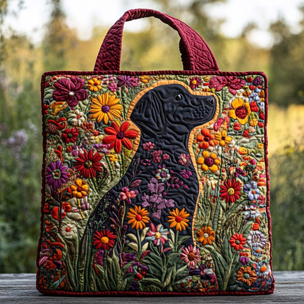 Wildflower Lab Quilted Tote Bag Shoulder Bag Hobo Gifts For Labrador Lovers