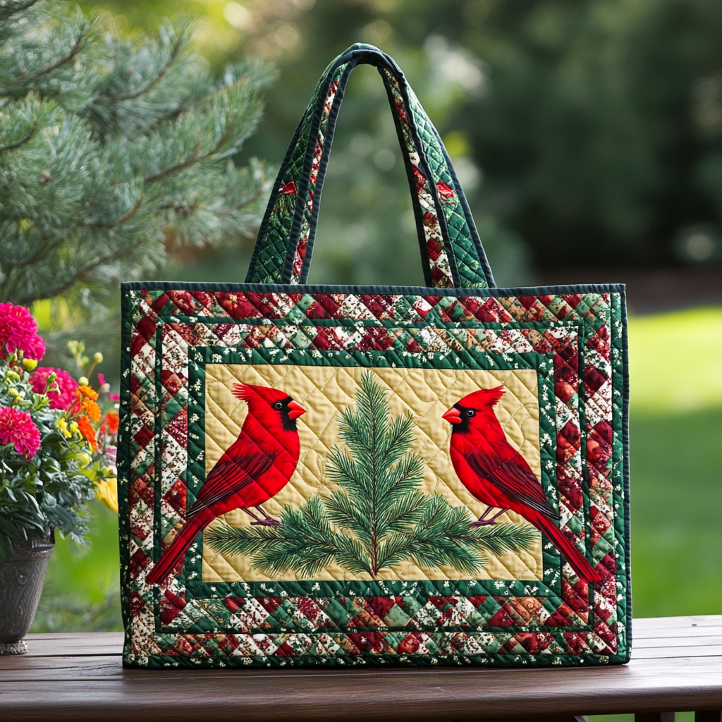 Winter Cardinal Quilted Tote Bag Best Tote Handbags Unique Cardinal Gifts
