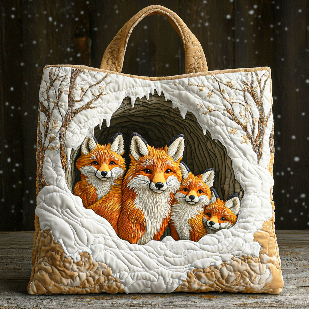 Winter Den Family Quilted Tote Bag Tote Bags For Women Fox Gifts For Her