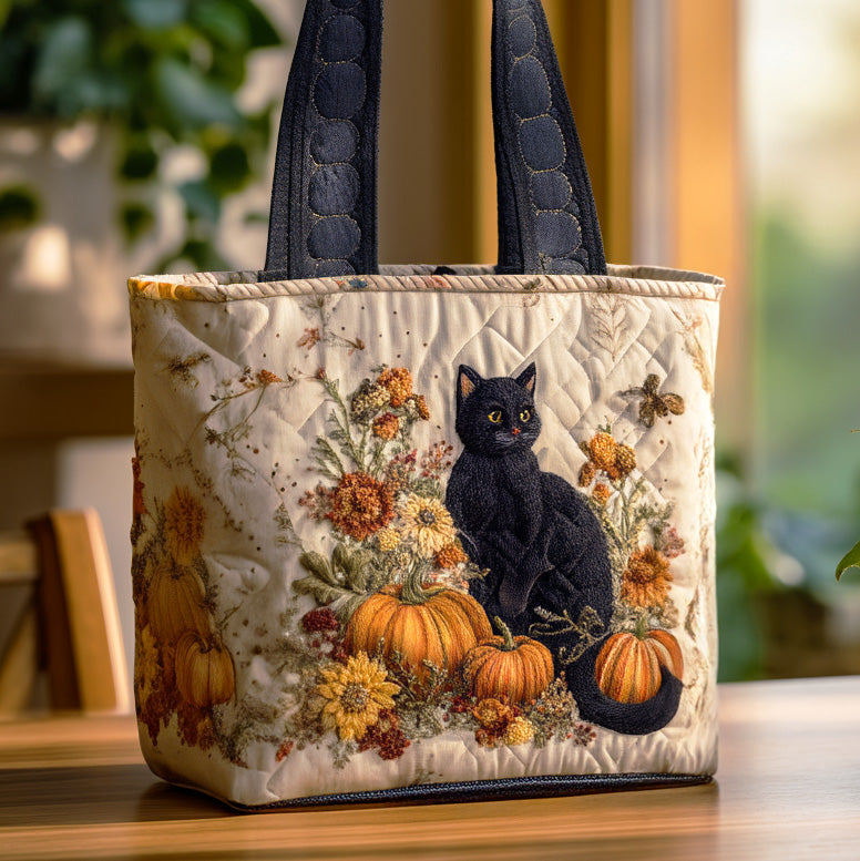 Witchy Whiskers Quilted Tote Bag Best Totes For Women Gifts For People Who Love Cats