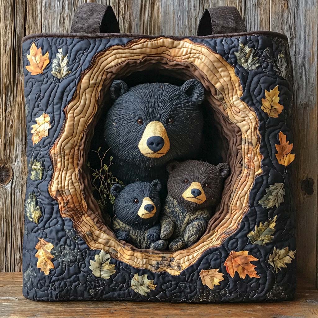 Woodland Bear Family Quilted Tote Bag Perfect Tote Bag Bear Gifts For Mom