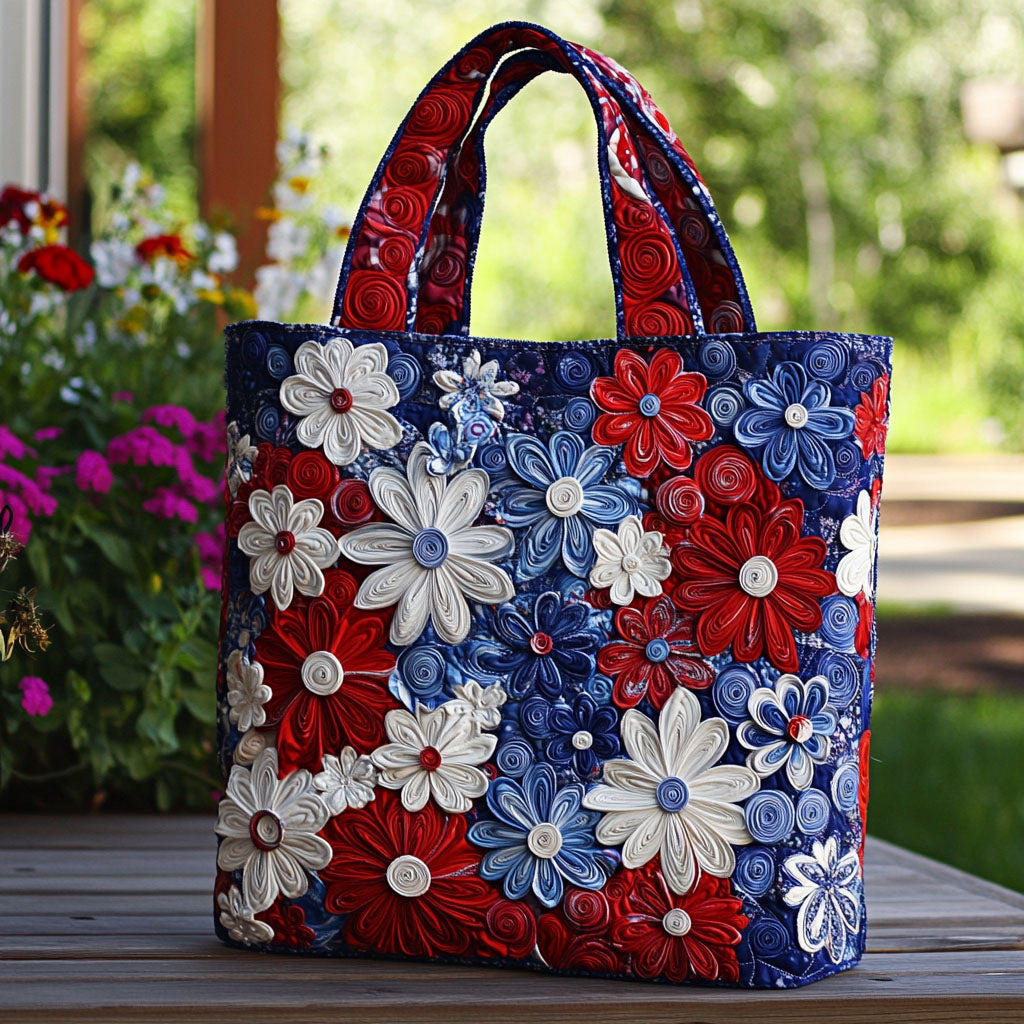 Yankee Doodle Petals Quilted Tote Bag Best Tote Handbags Gifts For A Patriotic Person