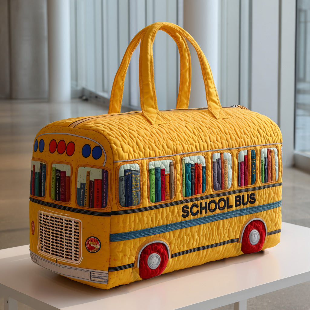 Yellow Bus Quilted Duffle Bag Gym Duffel Bag Back To School Gifts For Teachers