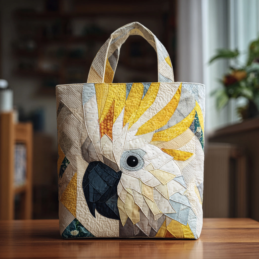 Yellow Crested Cockatoo Quilted Tote Bag Best Totes For Women Gift For Boyfriends Mom