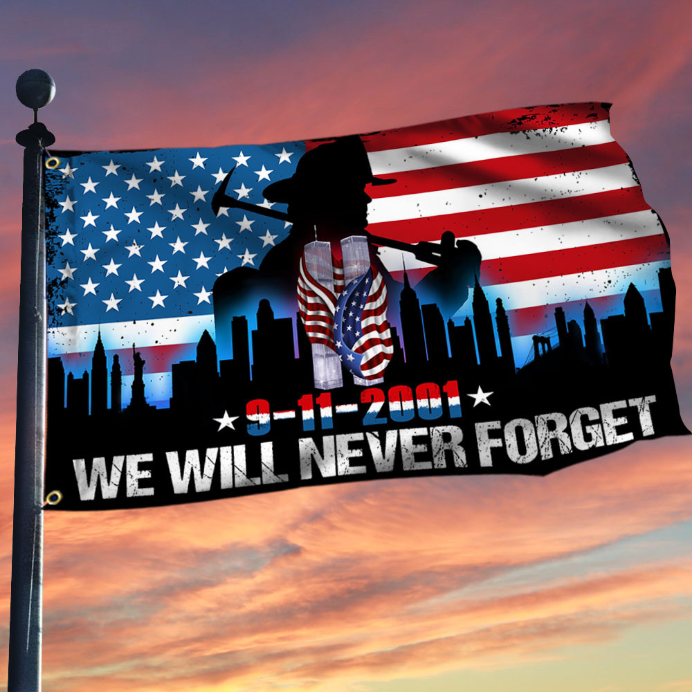 911 We Will Never Forget Fan Flag Freedom Memorial Flag Twin Towers Memorial Gift