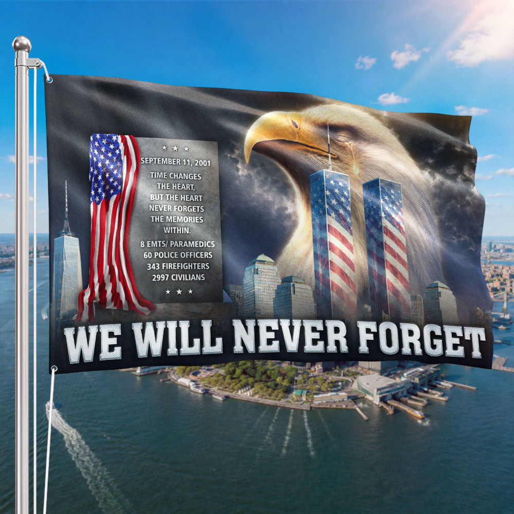 911 We Will Never Forget Memorial Flag Eagle Remembrance Flag Gift For Dad