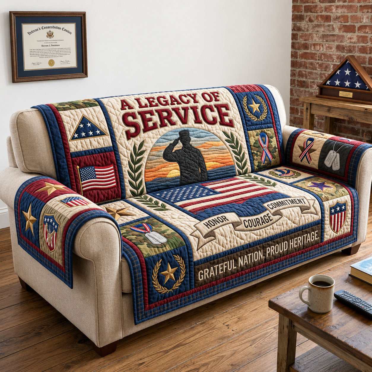 A Legacy Of Service Quilted Sofa Cover Legacy Honor Couch Cover Gift For Home Decor