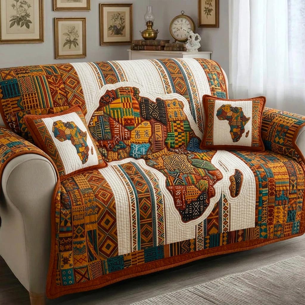 Africa Heritage Quilted Sofa Cover Cozy Africa Couch Cover Home Gifts For Him