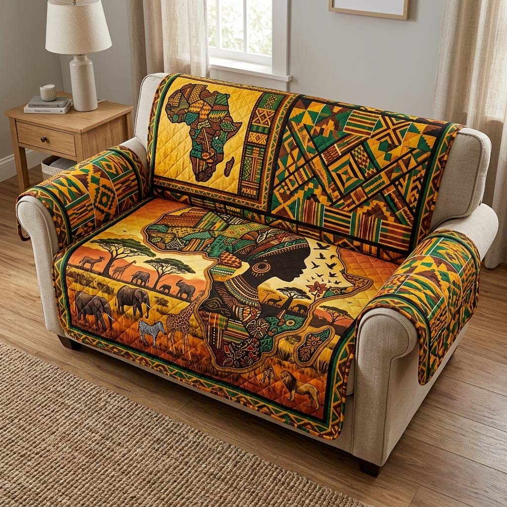Africa Legacy Quilted Sofa Cover Classic Africa Couch Cover Trendy Gift
