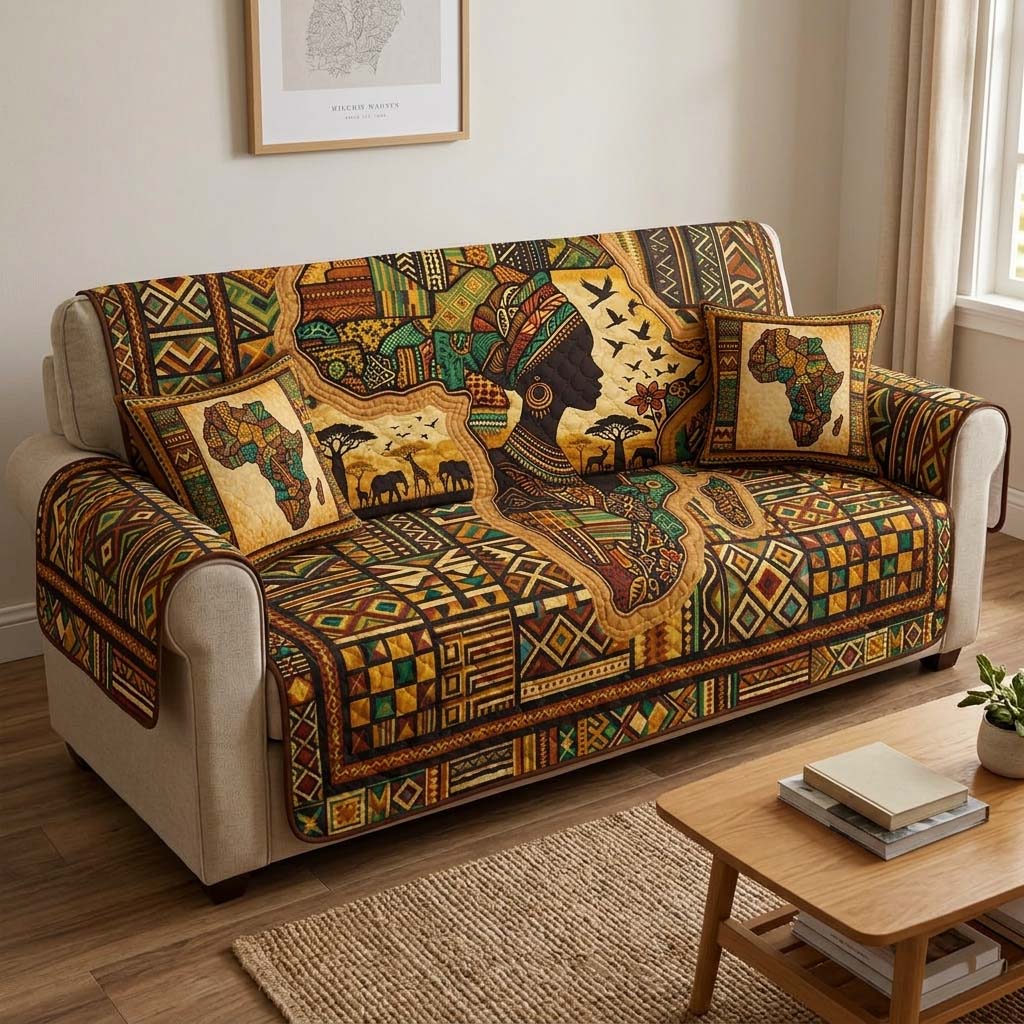 Africa Legacy Quilted Sofa Cover Spooky Africa Couch Cover New Gift