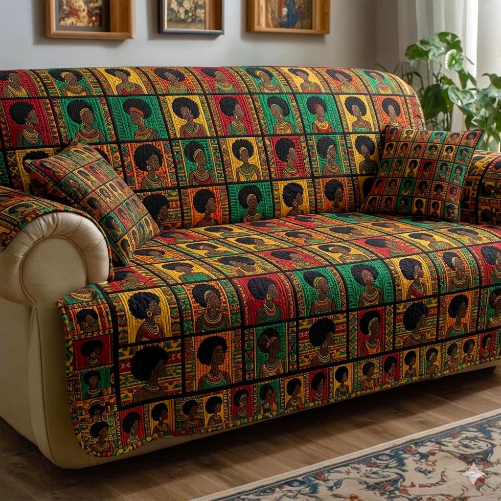 African Pattern Quilted Sofa Cover African Pride Couch Cover Gifts For Home Decor