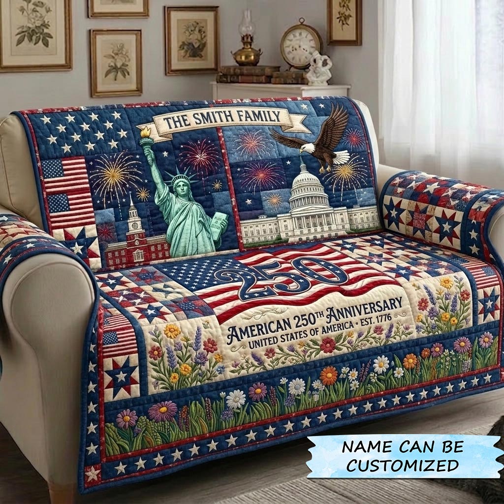 America 250th Anniversary Quilted Sofa Cover American Spirit Couch Cover Present For Home Lover