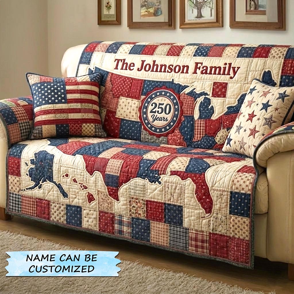 America 250th Anniversary Quilted Sofa Cover Cozy America Couch Cover Gifts For New Homes