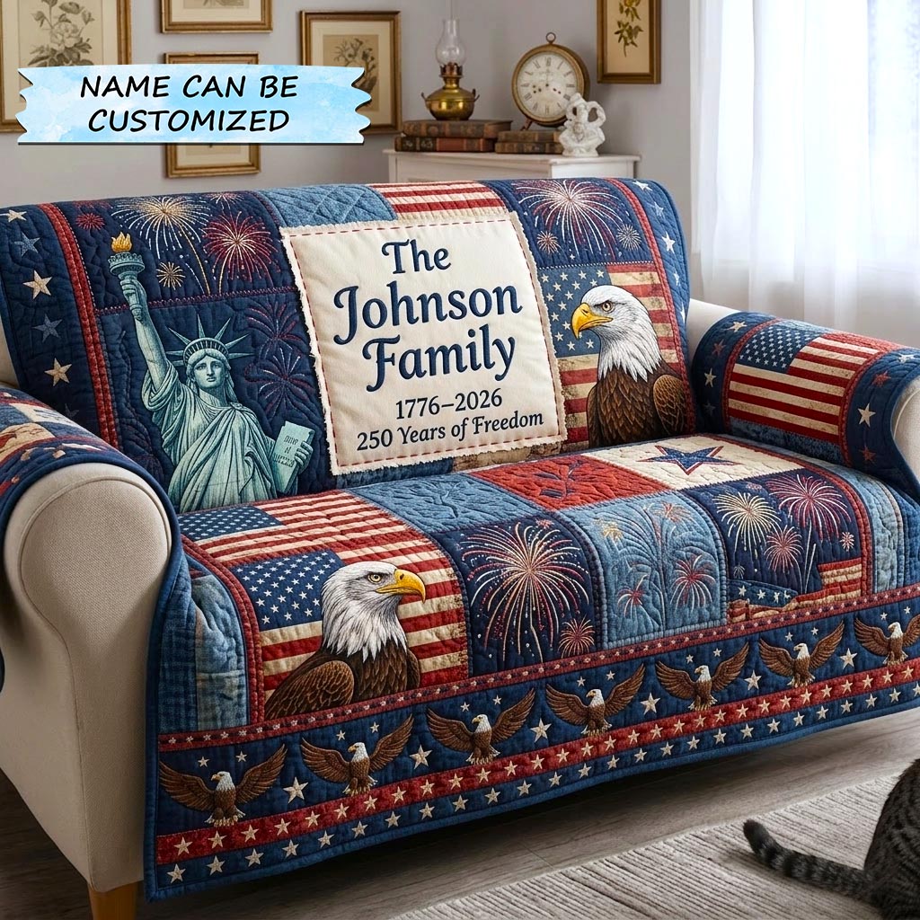 America 250th Anniversary Quilted Sofa Cover Stars Glory Couch Cover Present For House Lovers