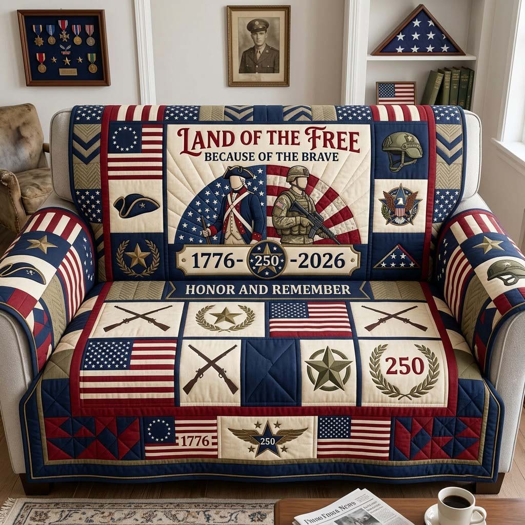American Legacy of Courage Quilted Sofa Cover American Glory Couch Cover New Home Gift Ideas