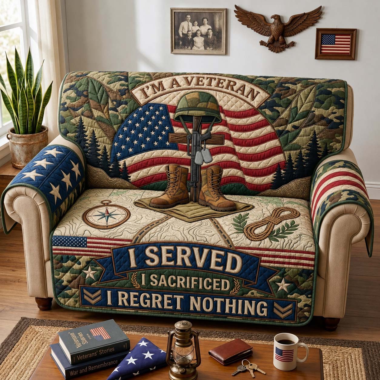 American Patriot Service Qulited Sofa Cover Patriot Honor Couch Cover Room Decor Ideas