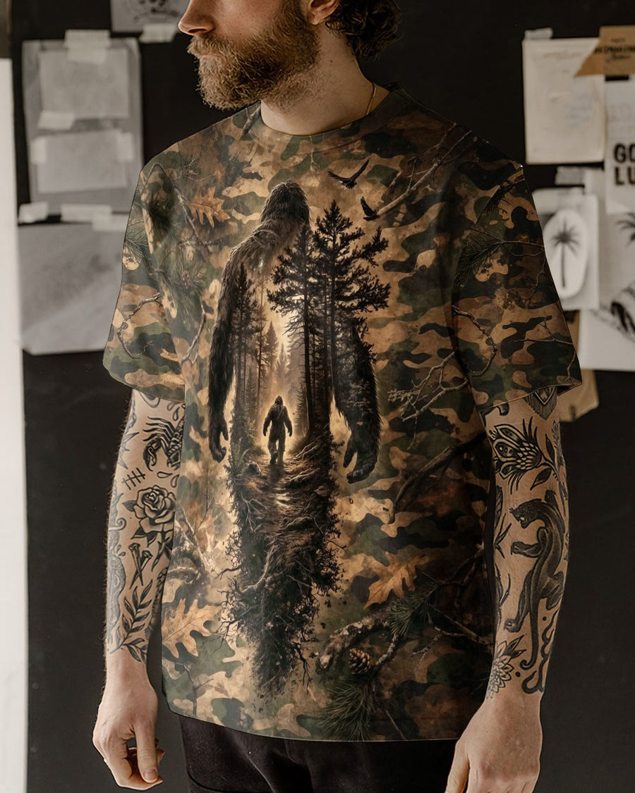 And Into The Forest I Go Bigfoot Camouflage -Shirt Sasquatch Shirt Gift For Him