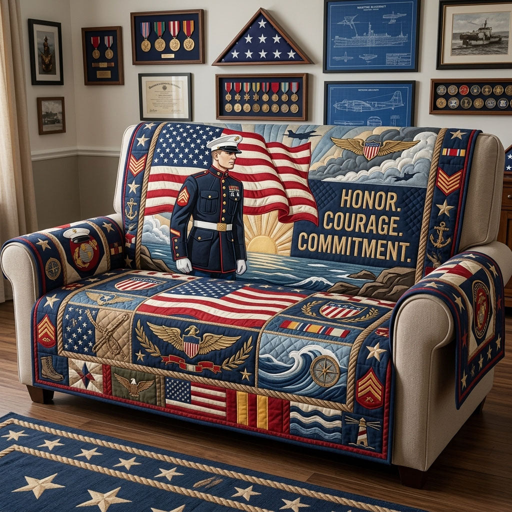 Army Veteran Quilted Sofa Cover Veteran Legacy Couch Cover Best Housewarming Gift Ideas