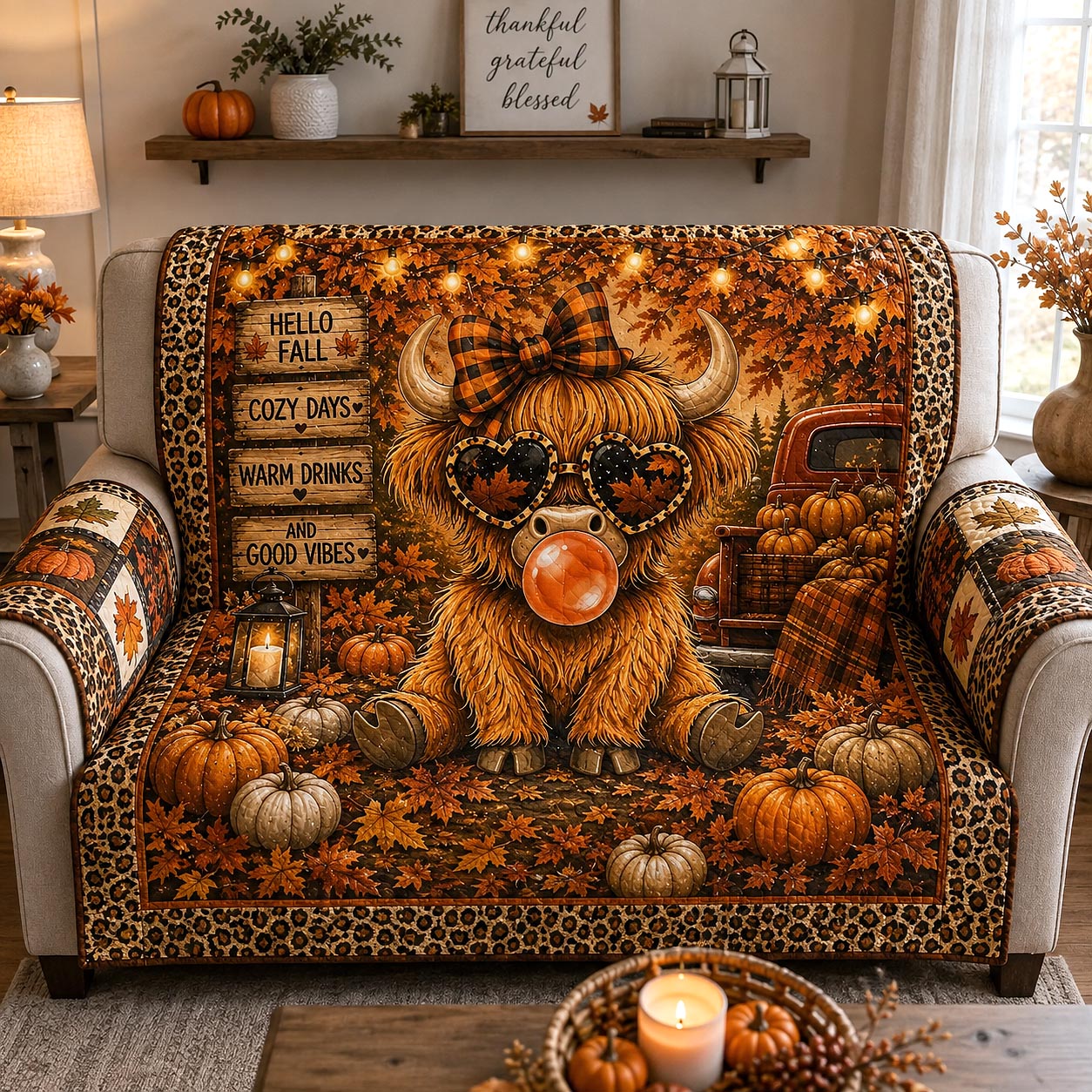 Autumn Highland Quilted Sofa Cover Autumn Highland Couch Cover Ideas Gift
