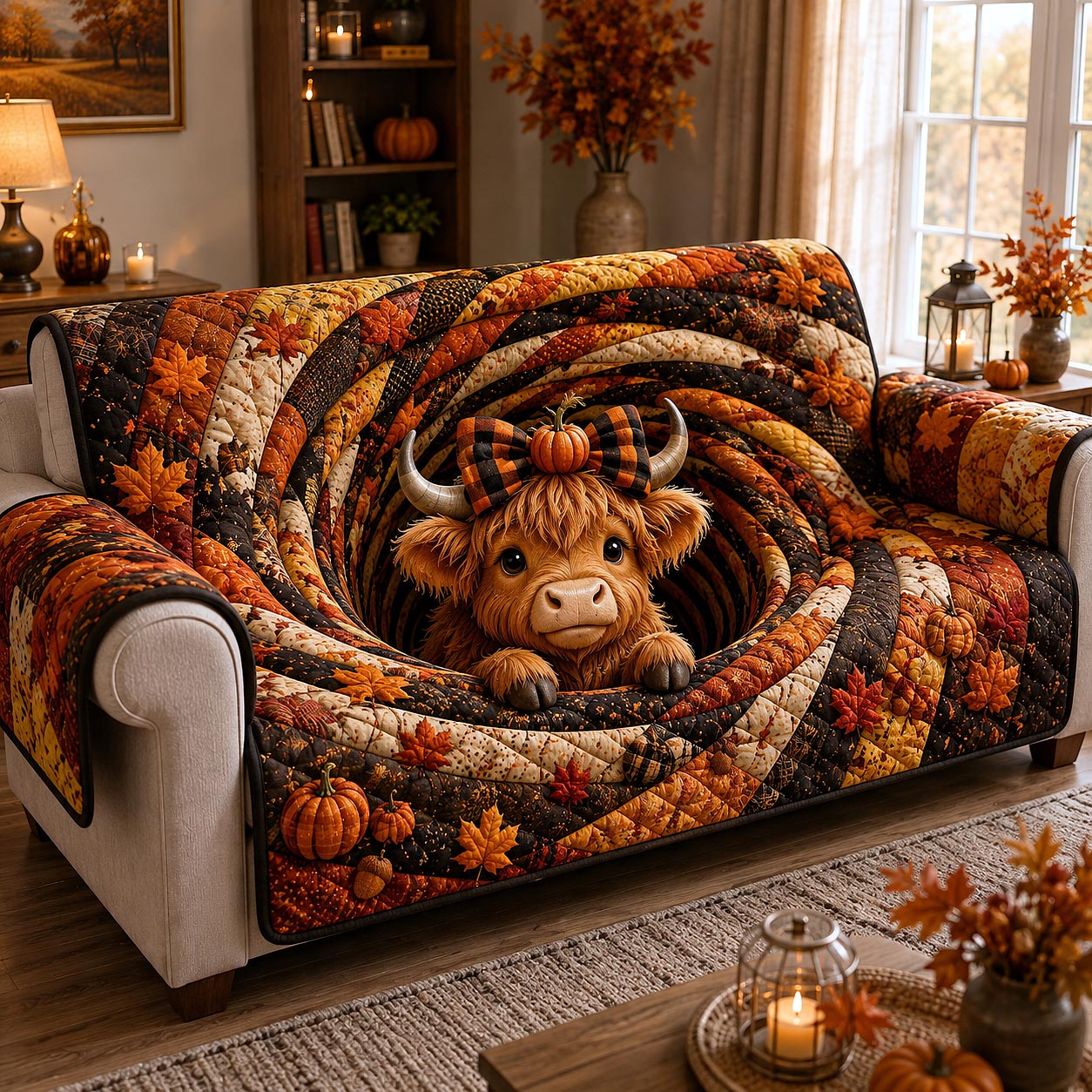 Autumn Highland Quilted Sofa Cover Autumn Highlands Couch Cover Home Decor Gift Ideas