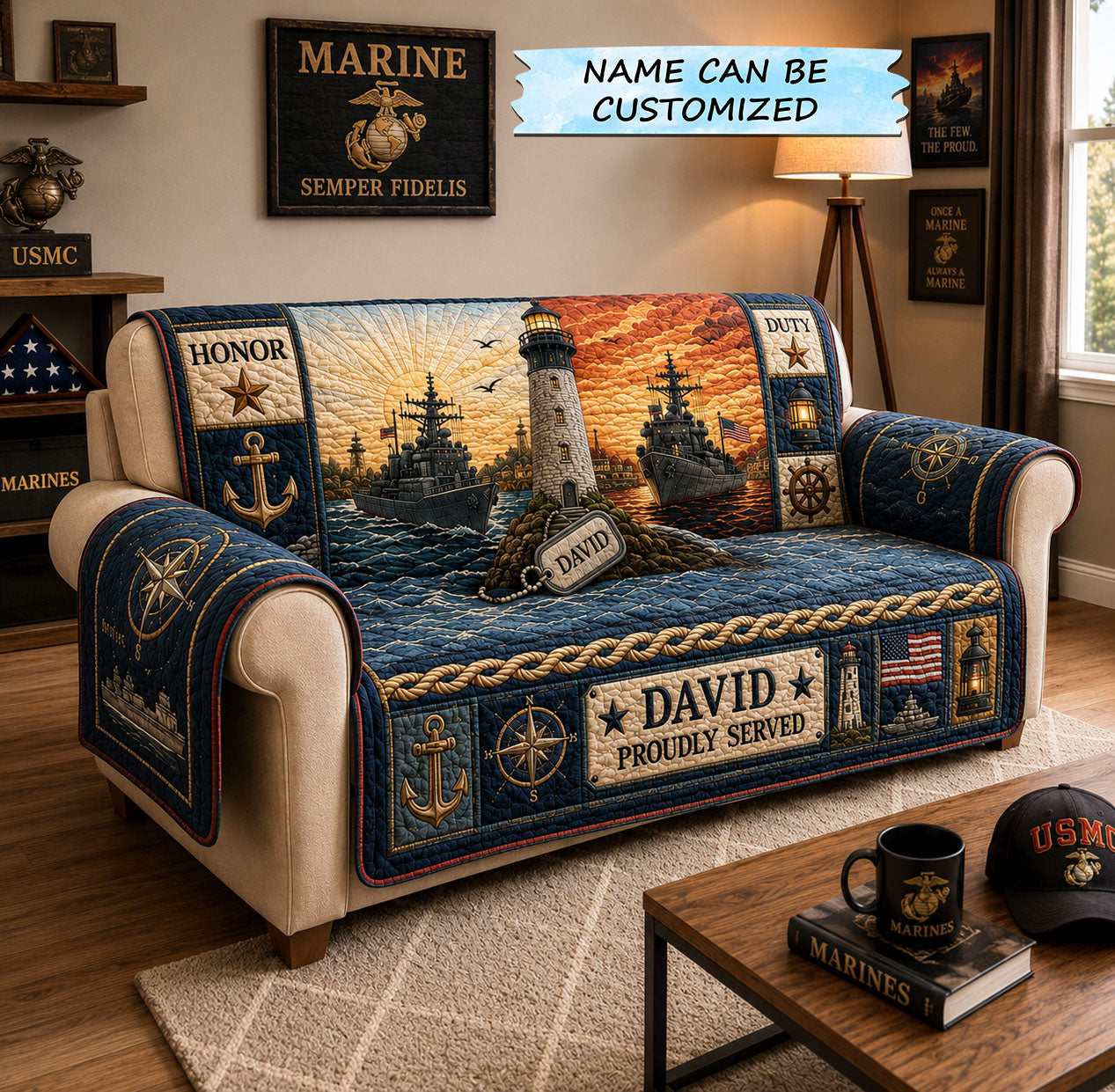 Beacon Of Duty Quilted Sofa Cover Duty Honor Couch Cover Unique Home Decor Gifts