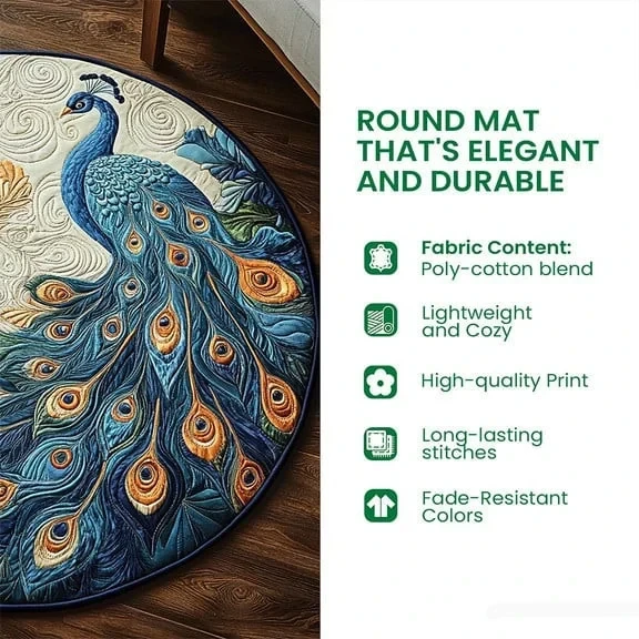 Black Cat Haunted Hollow Halloween Quilted Round Mat Funny Halloween Indoor Decorations - Image 4