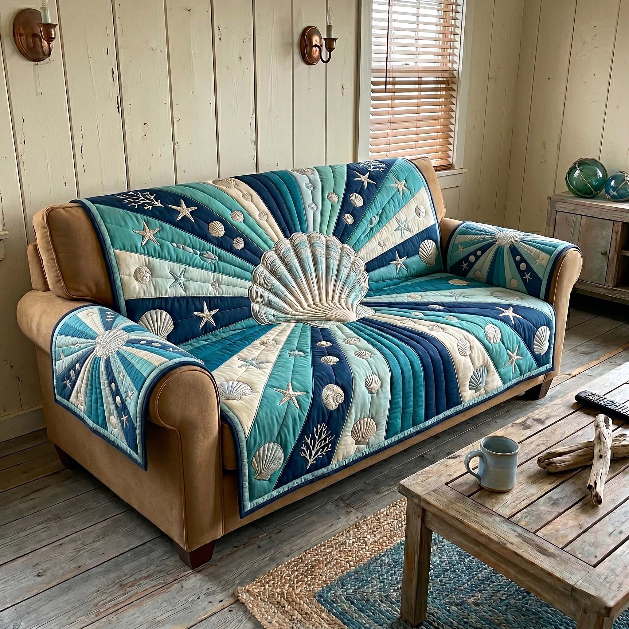 Coastal Whisper Quilted Sofa Cover Whisper Wings Couch Cover House Lover Gift Ideas