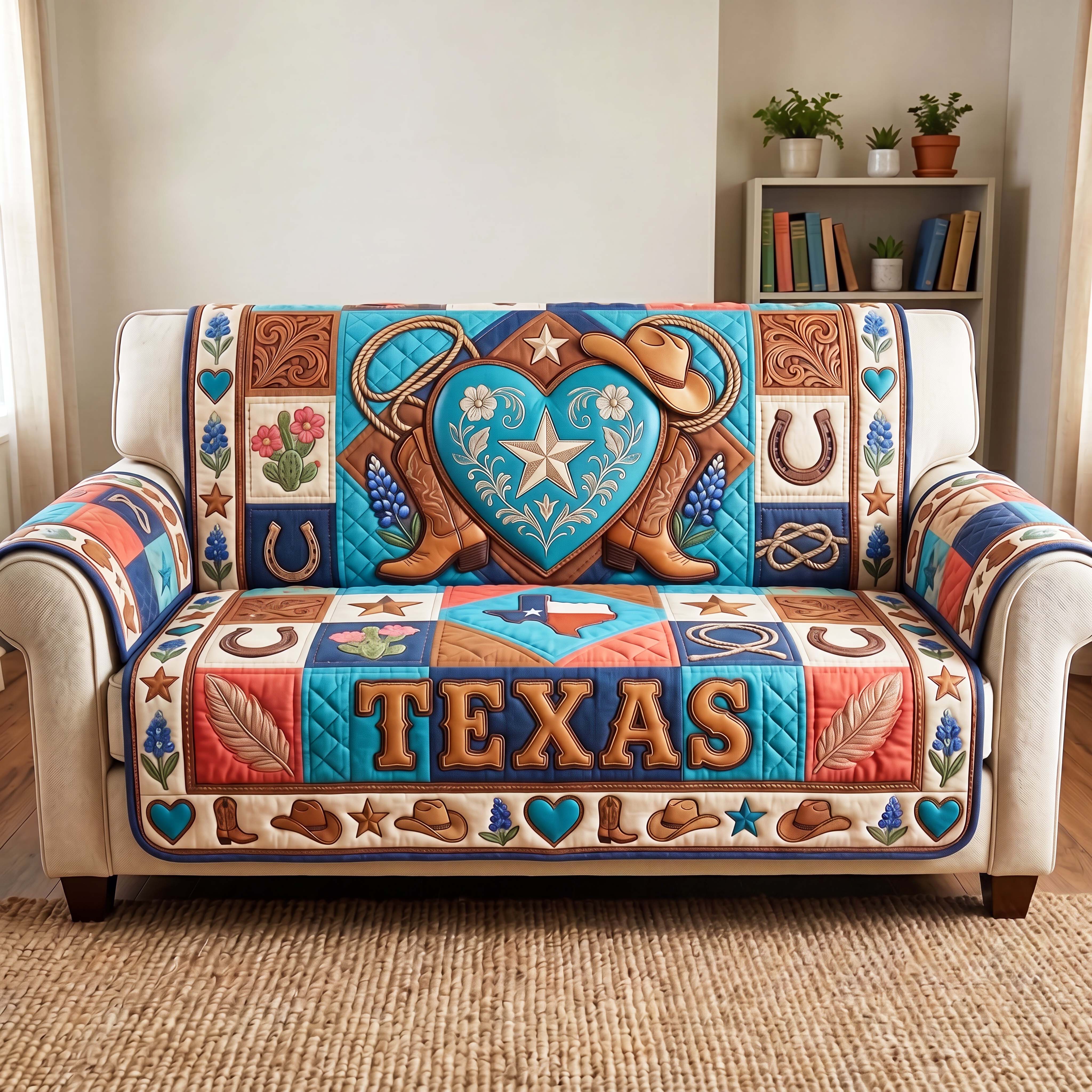 Cowgirl Heart Quilted Sofa Cover Cozy Cowgirl Couch Cover Gifts For Living Rooms