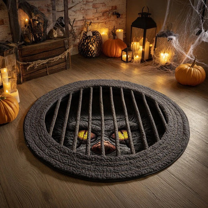 Creepy Cellar Hatch Halloween Quilted Round Mat Circle Rug Carpet Indoor House Decorations