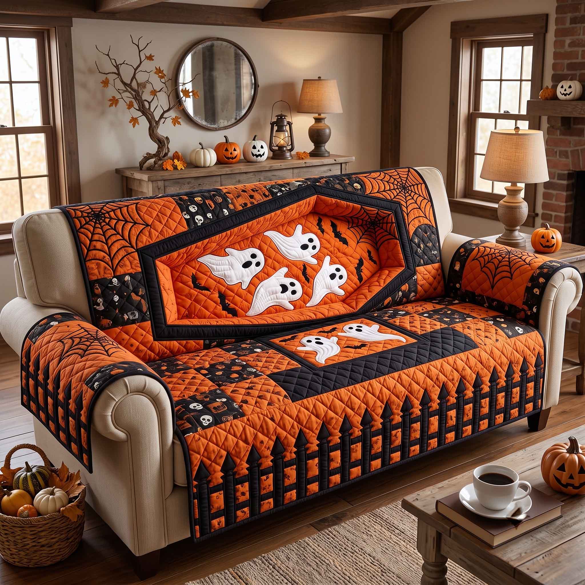 Cursed Coffin Quilted Sofa Cover Gothic Coffin Couch Cover Top Gift