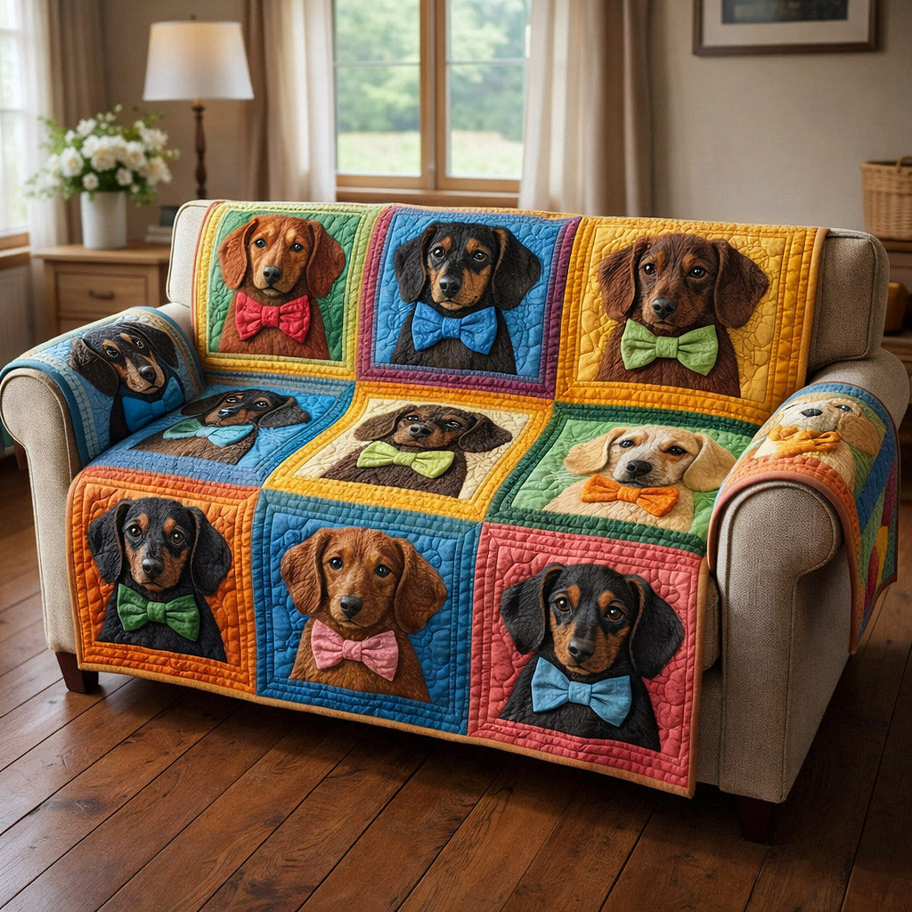 Dachshund Charm Quilted Sofa Cover Dachshund Pride Couch Cover Top Home Decor Gifts