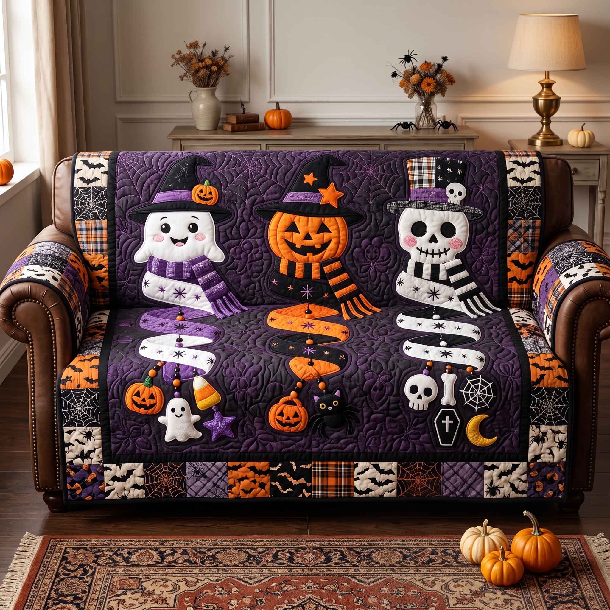 Dark Enchantment Quilted Sofa Cover Mystic Enchantment Couch Cover Unique Decor Gift