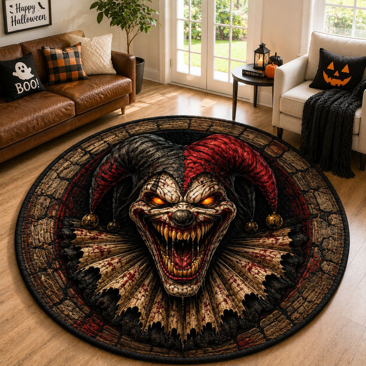 Dark Jester Nightmare Round Mat Rug Natural Rug Best Gifts For Mom