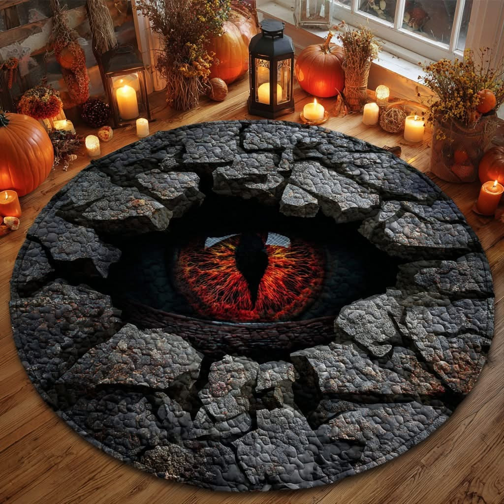 Demon Eye Halloween Quilted Round Mat Circle Rug Carpet Decorations Unique Christmas Gifts