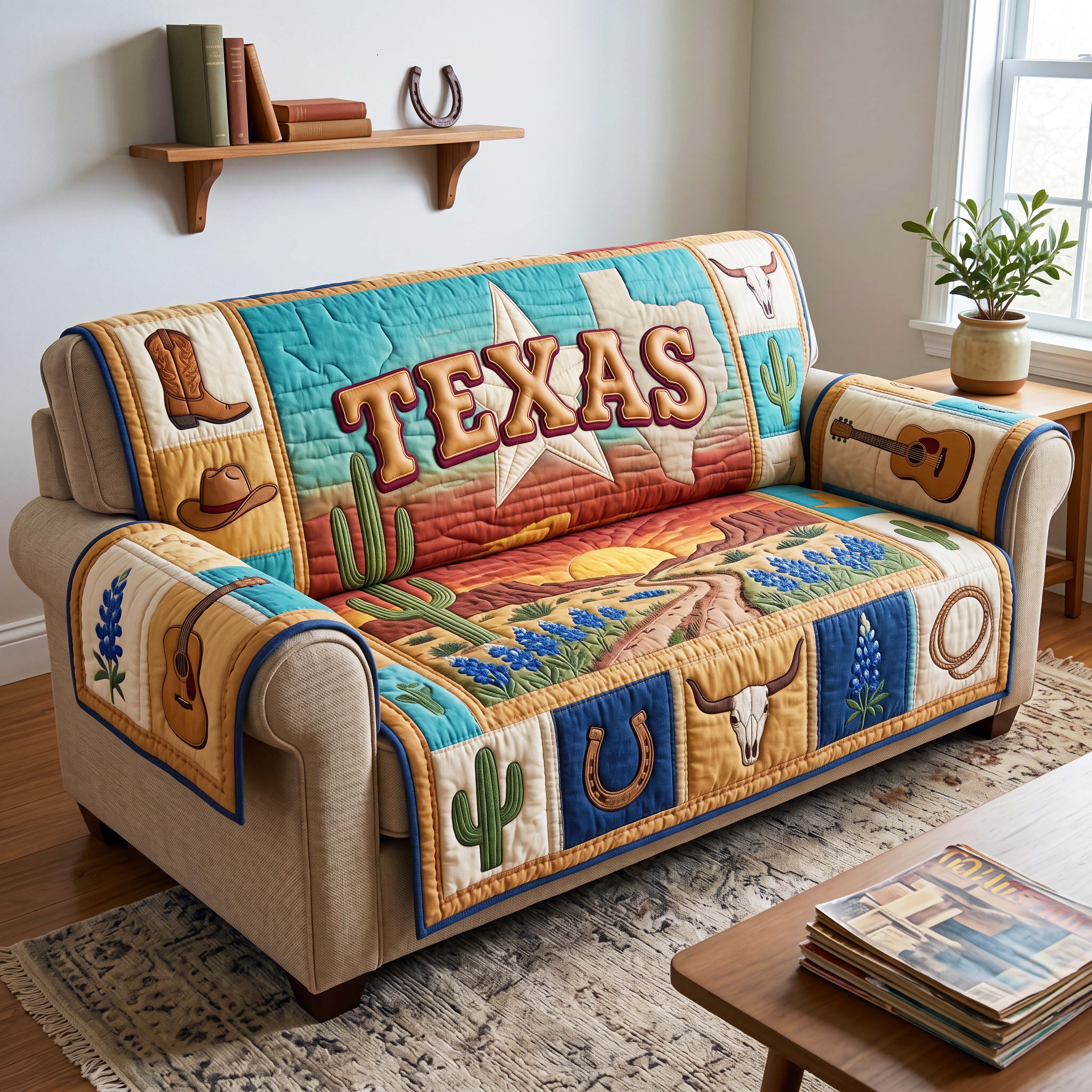 Desert Sunset Quilted Sofa Cover Cozy Desert Couch Cover Present For New Home