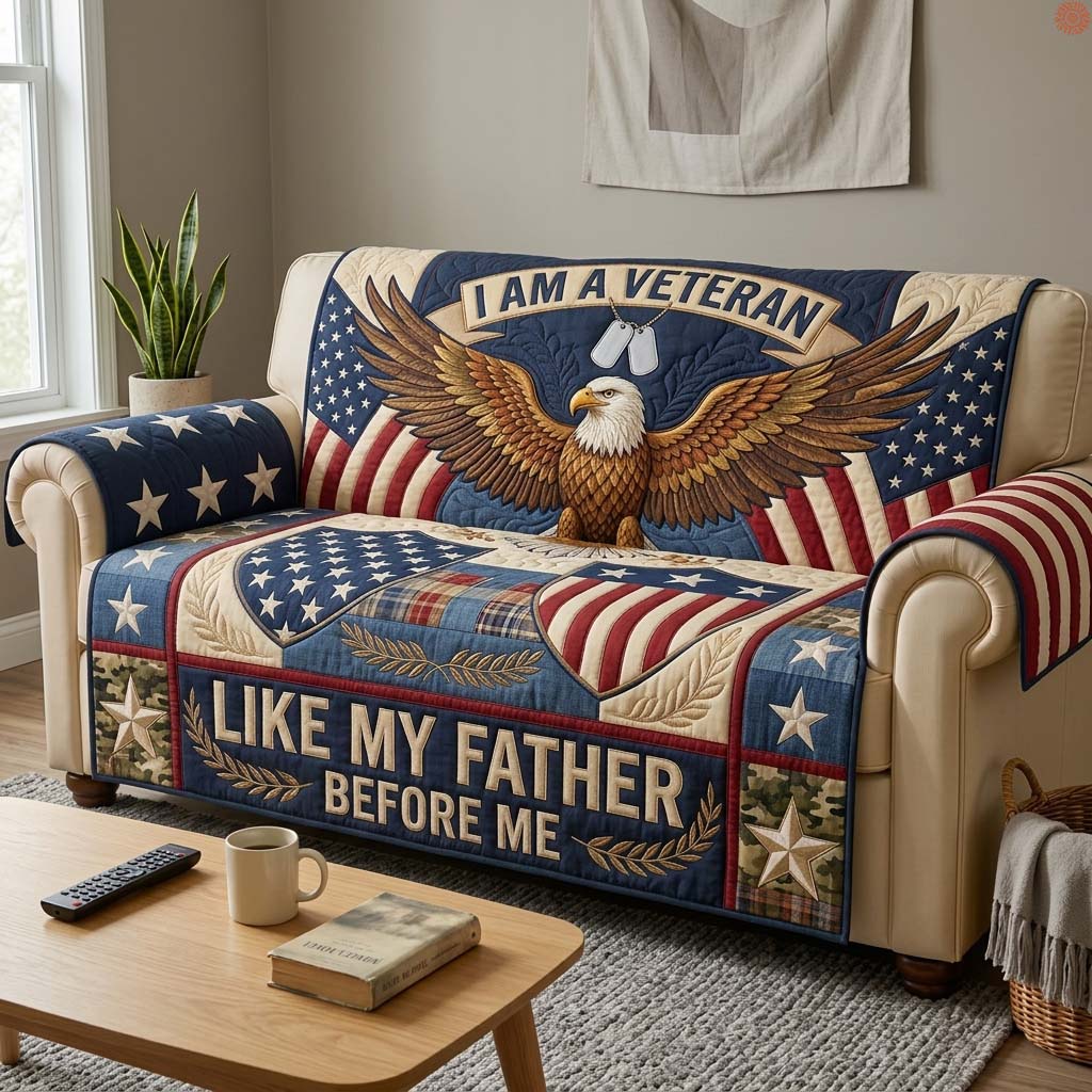 Eagle Legacy Veteran Qulited Sofa Cover Military Honor Couch Cover Cool Room Decor