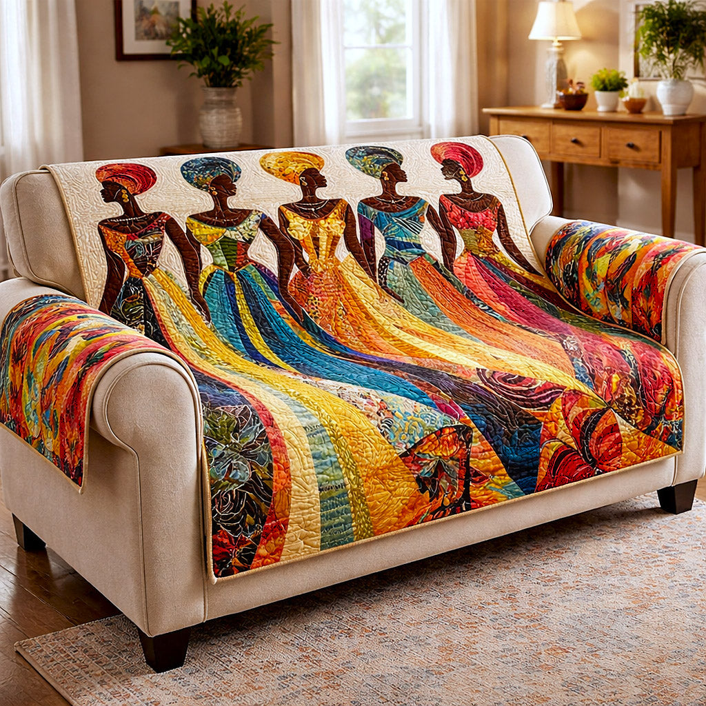 Ebony Glow Quilted Sofa Cover Festive Ebony Couch Cover Unique Decor Gift