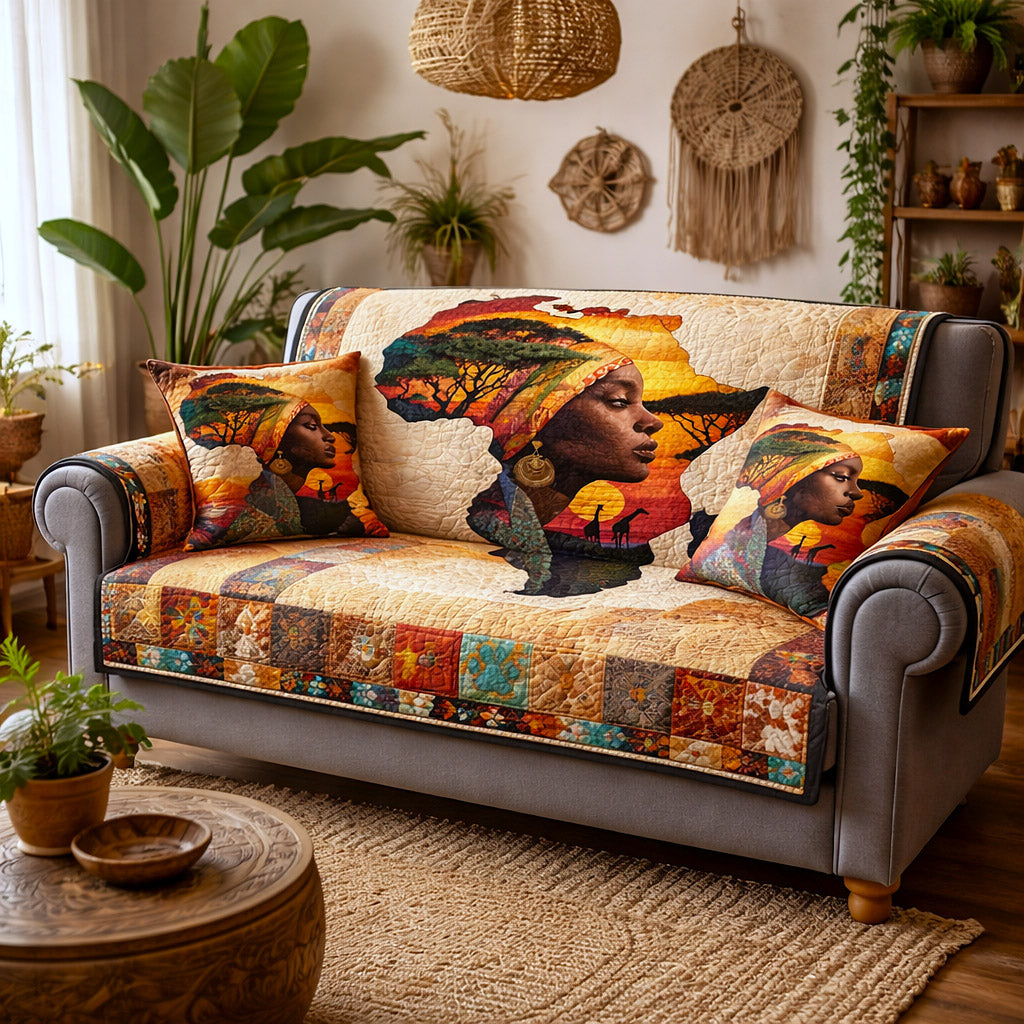Ebony Glow Quilted Sofa Cover Rustic Ebony Couch Cover House Lover Gift