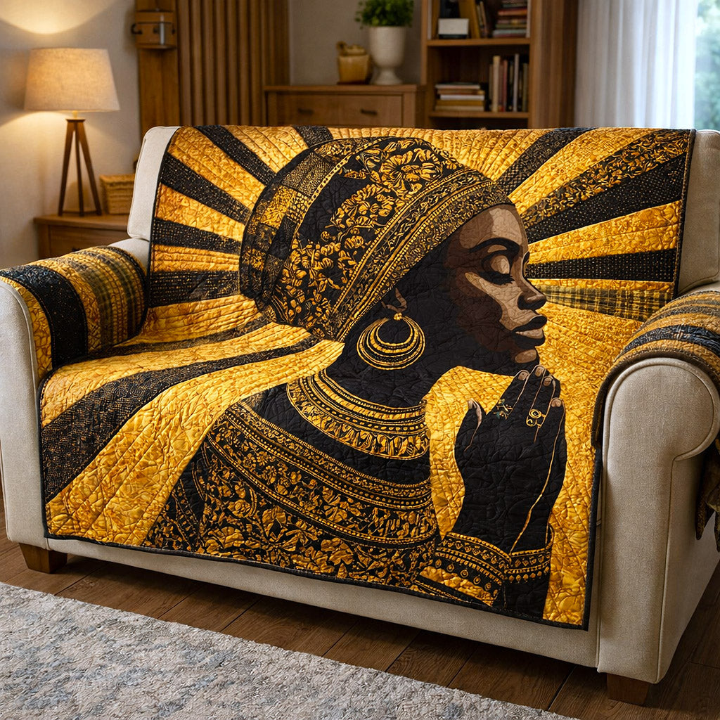 Ebony Glow Quilted Sofa Cover Vintage Ebony Couch Cover New Home Gift