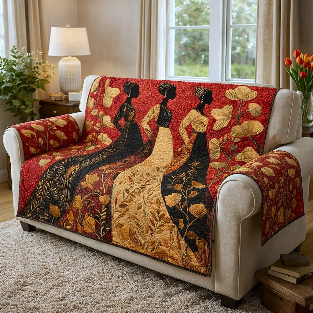 Ebony Glow Quilted Sofa Cover Warm Ebony Couch Cover Top Decor Gift
