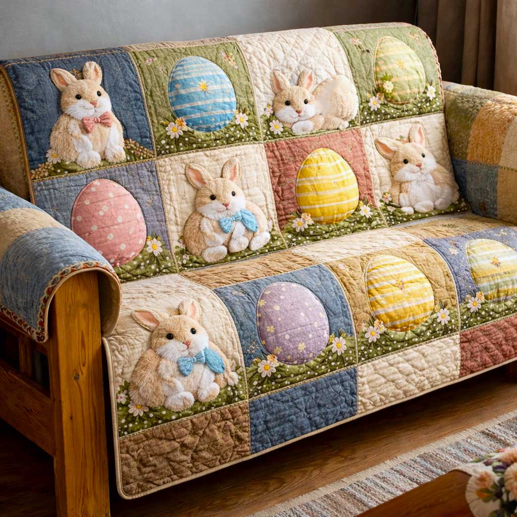 Egg Garden Quilted Sofa Cover Egg Hunt Couch Cover Room Lover Gift