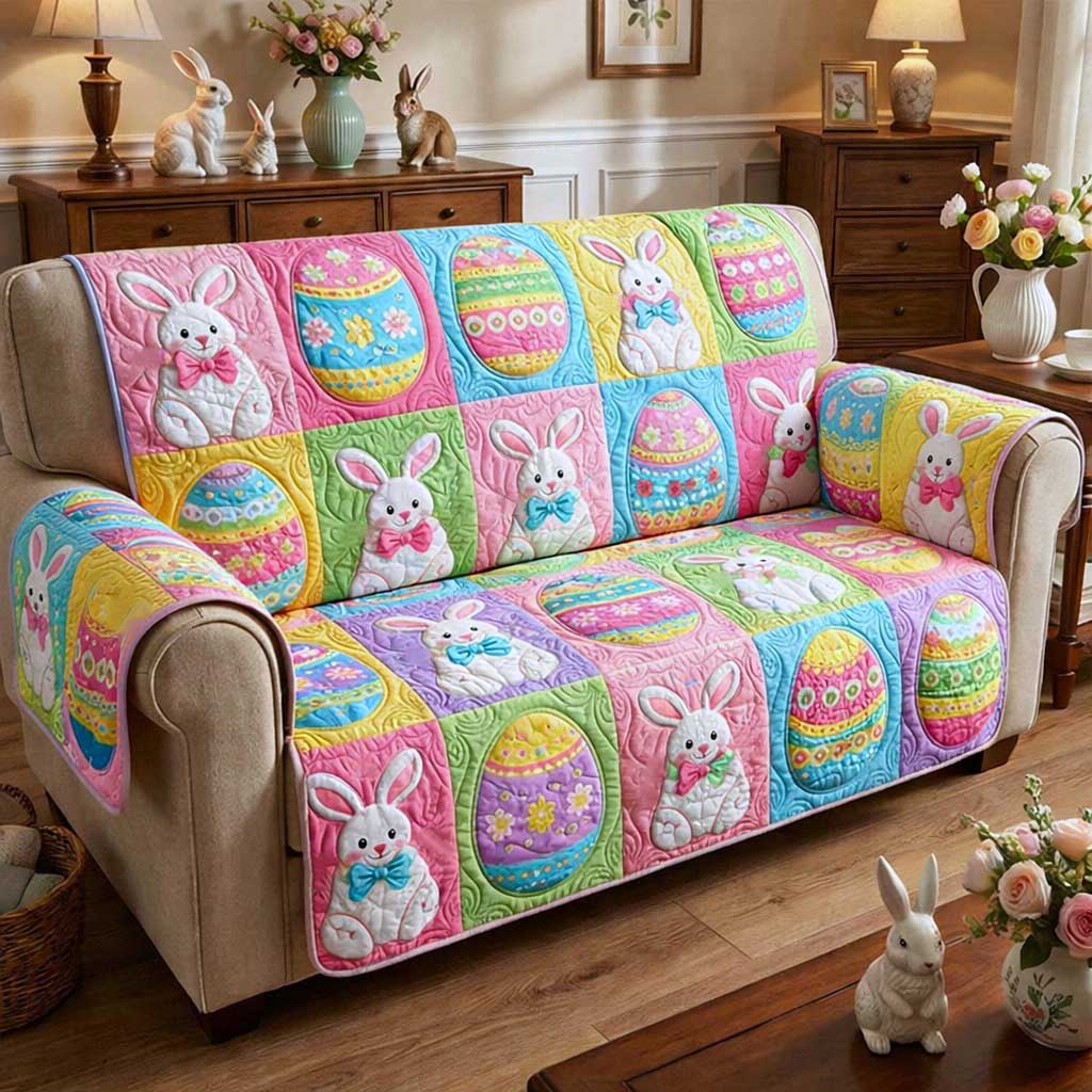 Egg Hunt Quilted Sofa Cover Egg Garden Couch Cover New Home Gift