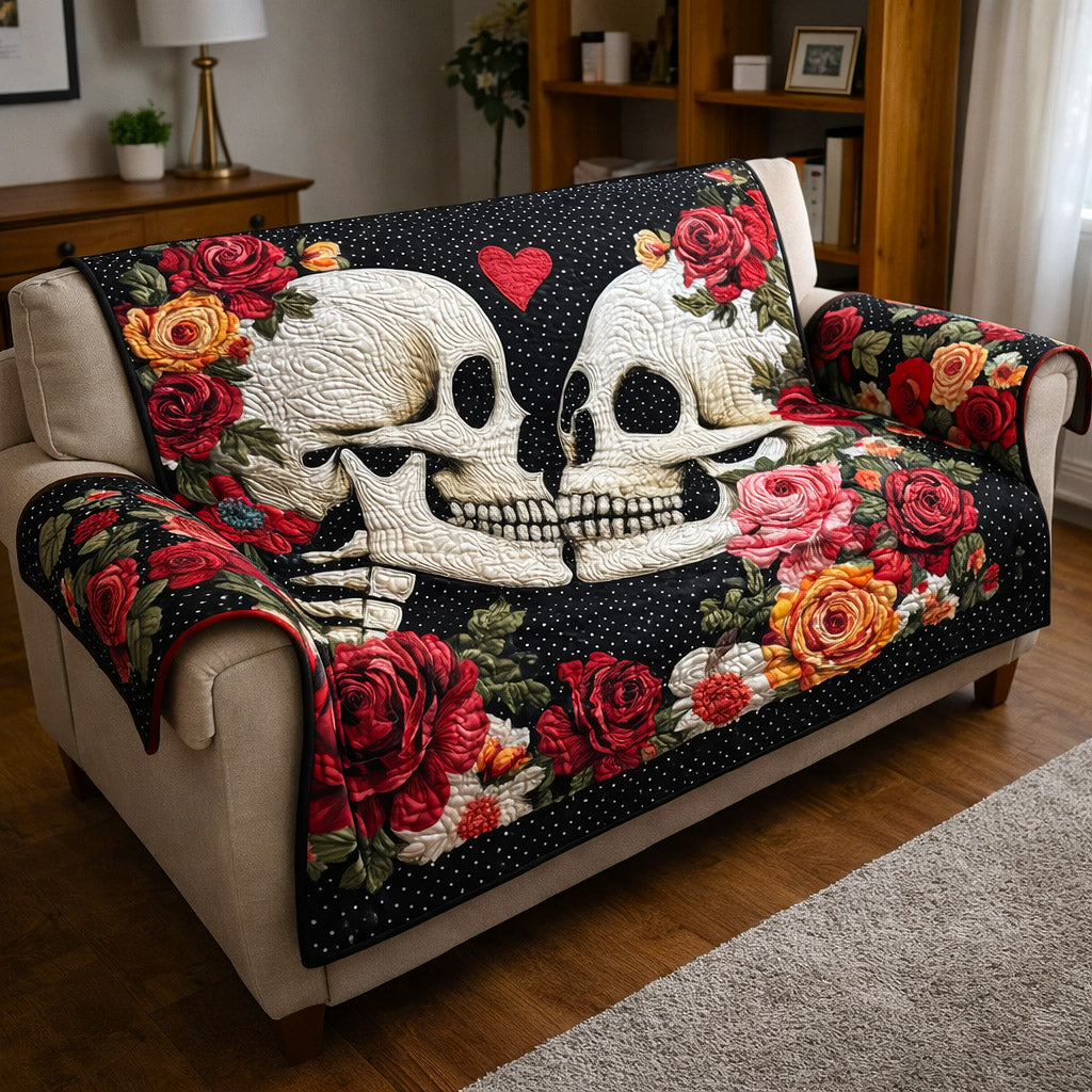Eternal Bones Quilted Sofa Cover Eternal Bones Couch Cover New Home Gift
