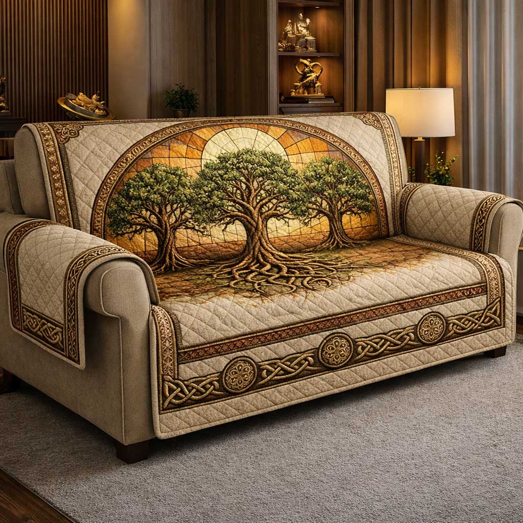 Eternal Knot Quilted Sofa Cover Cozy Eternal Couch Cover Cool Room Decor
