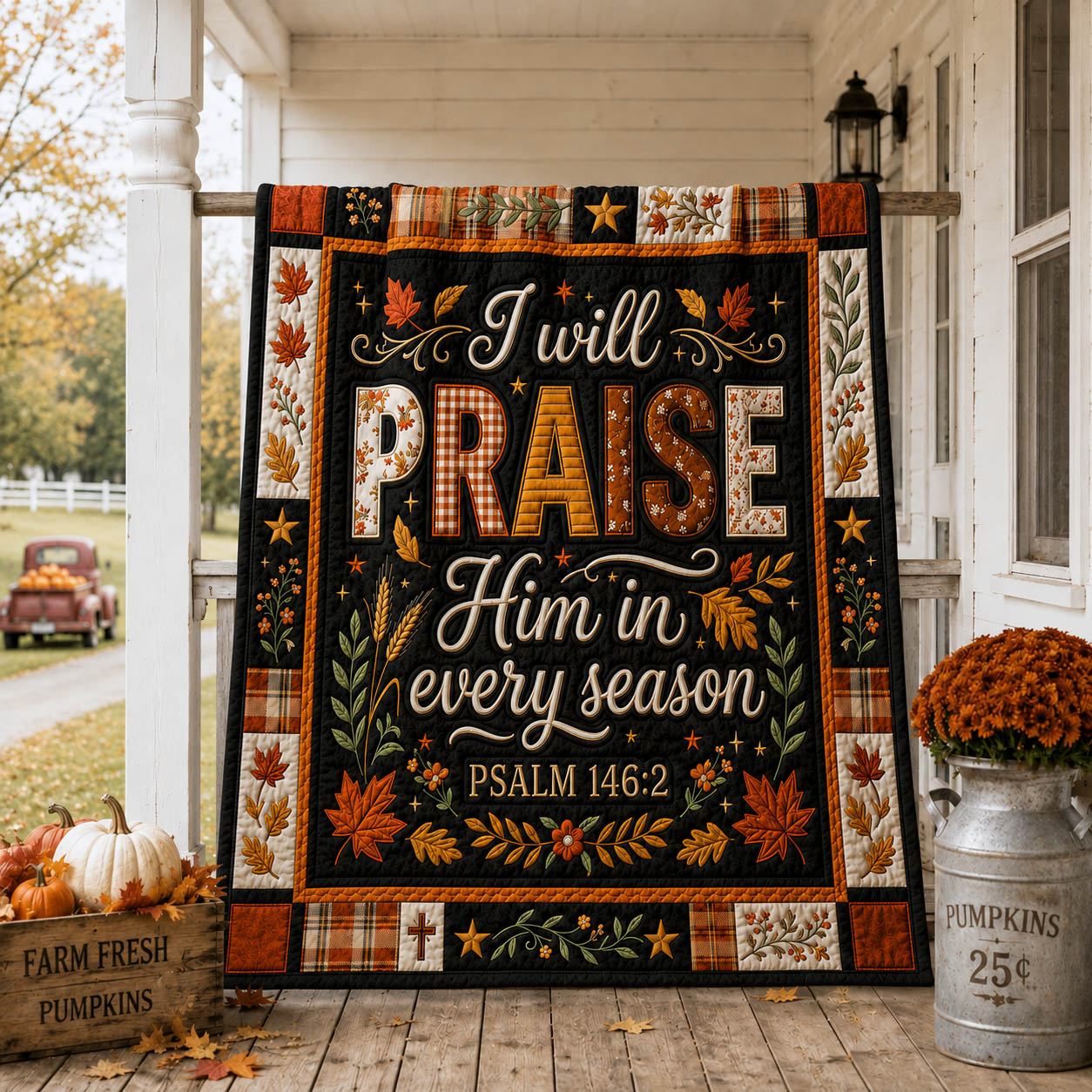 Fall For Jesus Quilted Blanket Autumn Praise Merch New Home Gift Ideas