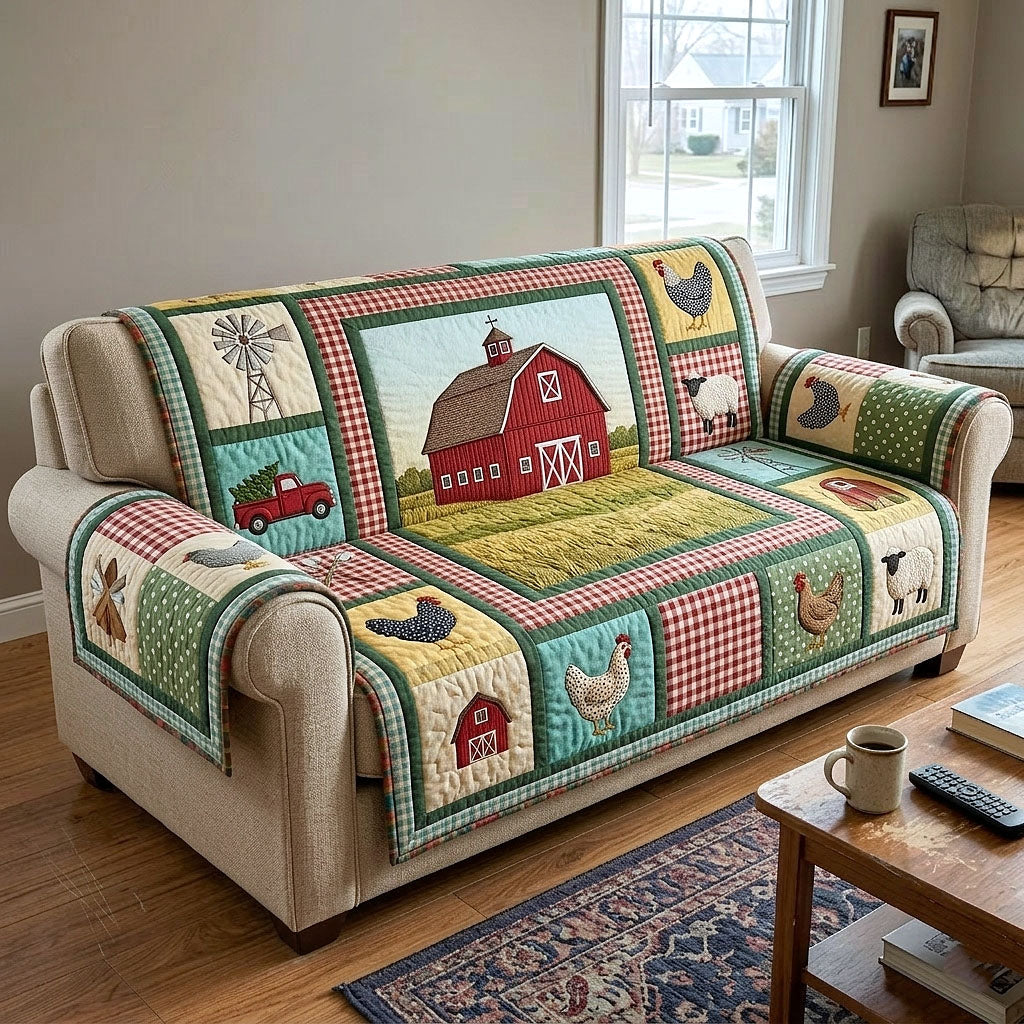 Farmhouse Charm Quilted Sofa Cover Farmhouse Charm Couch Cover Best Decor Gift