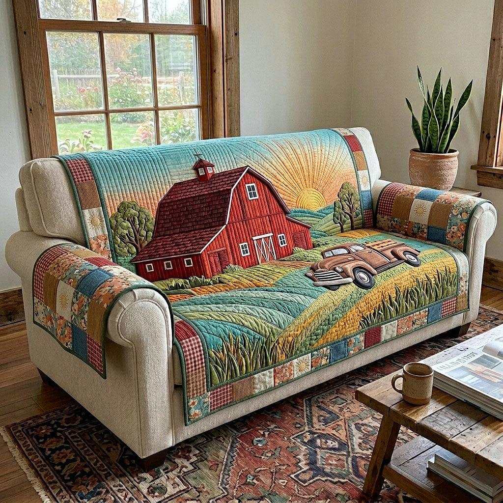 Farmhouse Charm Quilted Sofa Cover Farmhouse Life Couch Cover House Lover Gift
