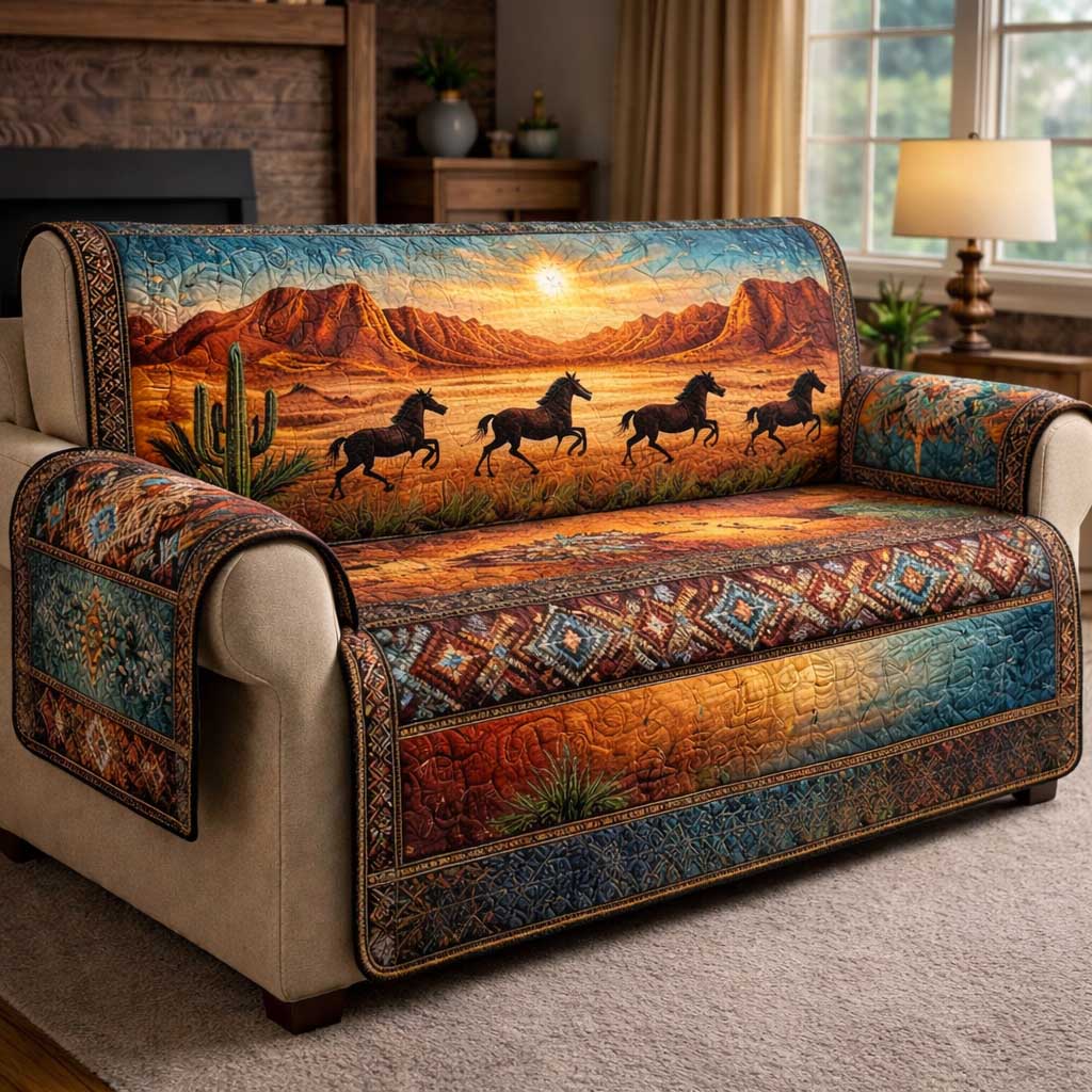 Feathered Spirit Quilted Sofa Cover Cozy Feathered Couch Cover Room Lover Gift